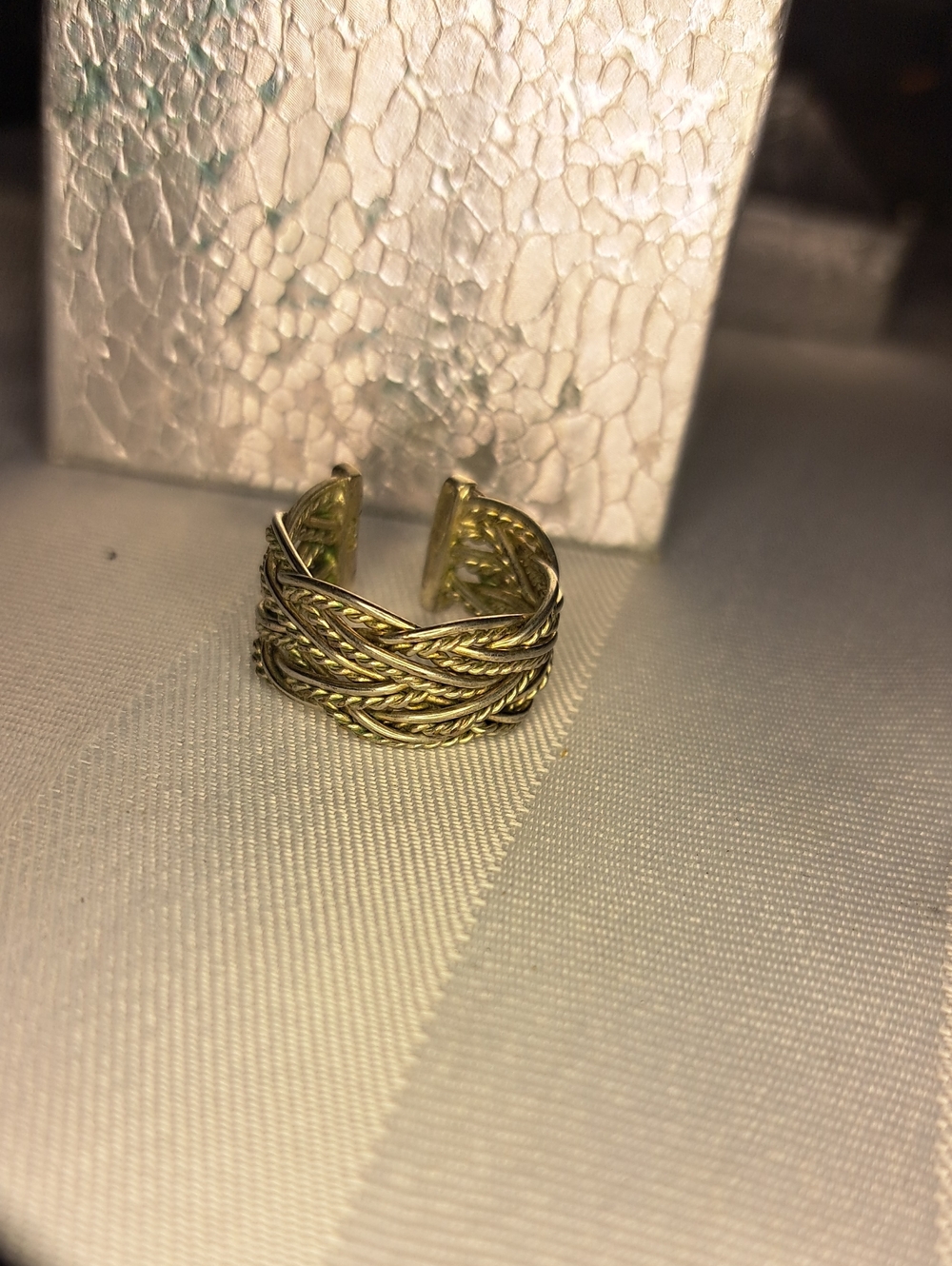 Vintage Silver Braided Open Cuff Ring